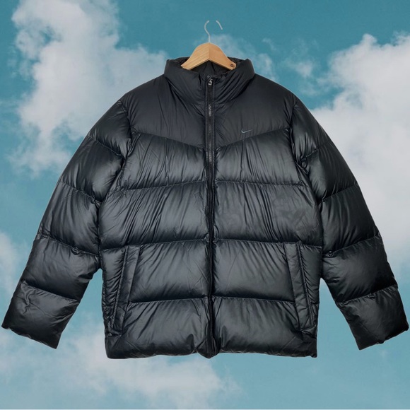 Nike RARE Vintage Y2k Swoosh Down 550 Puffer Zip Up Winter Bomber Jacket Black - Picture 15 of 15